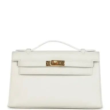HERMÈS Hermes Kelly Pochette White Swift Gold Hardware | Thumbnail 1 HERMÈS Hermes Kelly Pochette White Swift Gold Hardware | Thumbnail 1