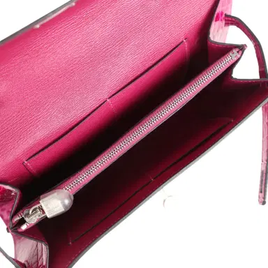 HERMÈS Hermes Kelly Wallet To Go Rose Pourpre Shiny Alligator Palladium Hardware | Thumbnail 8 HERMÈS Hermes Kelly Wallet To Go Rose Pourpre Shiny Alligator Palladium Hardware | Thumbnail 8