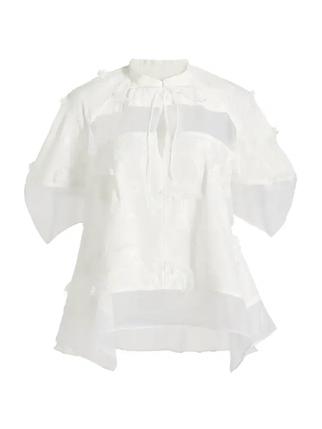 Women's Embroidered Cotton Voile & Chiffon Flounce Top Women's Embroidered Cotton Voile & Chiffon Flounce Top