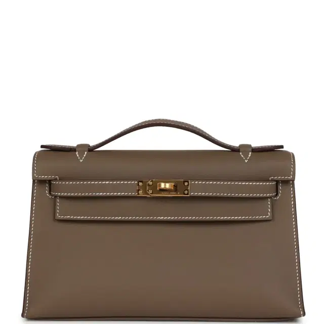Hermes Kelly Pochette Etoupe Swift Gold Hardware Hermes Kelly Pochette Etoupe Swift Gold Hardware