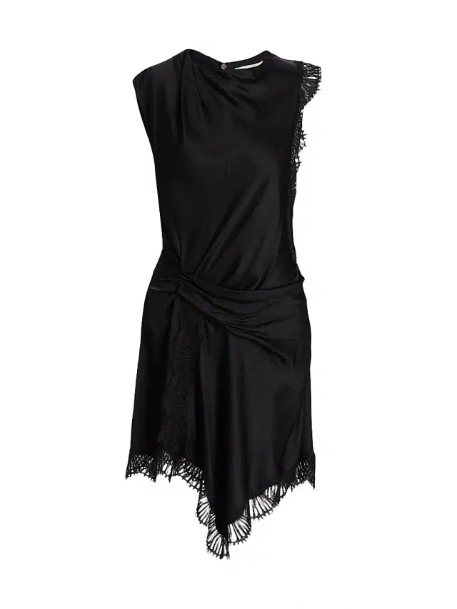 Women's Dion Draped Lace-Trimmed Minidress - Black Women's Dion Draped Lace-Trimmed Minidress - Black