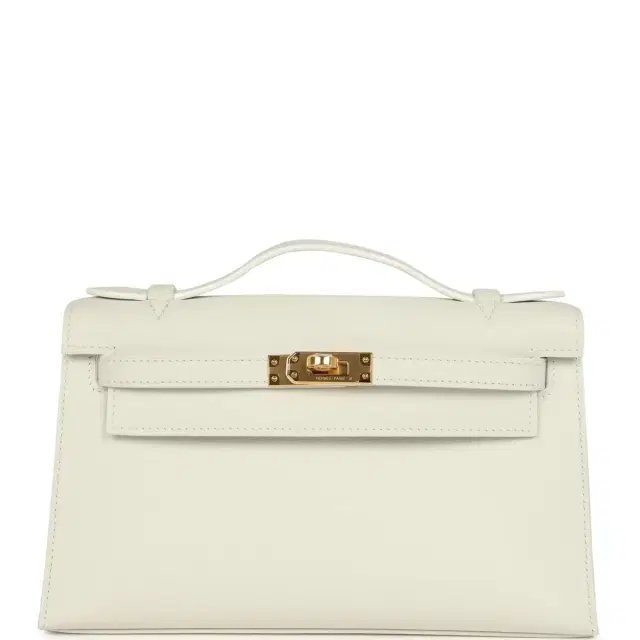 Hermes Kelly Pochette White Swift Gold Hardware Hermes Kelly Pochette White Swift Gold Hardware