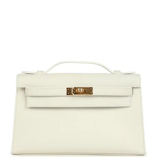 Hermes Kelly Pochette White Swift Gold Hardware Hermes Kelly Pochette White Swift Gold Hardware