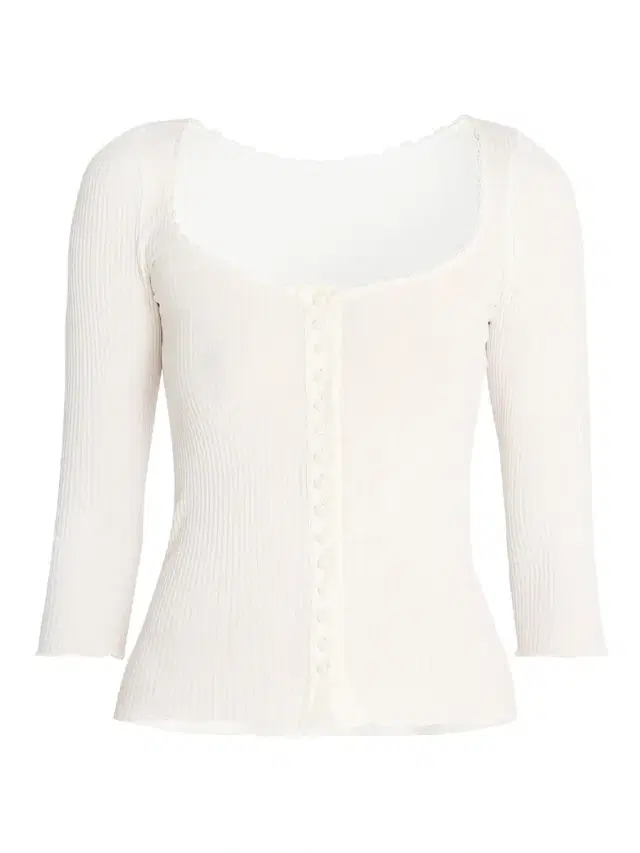 Women's Lace-Trim Cotton Scoopneck Cardigan - White Women's Lace-Trim Cotton Scoopneck Cardigan - White