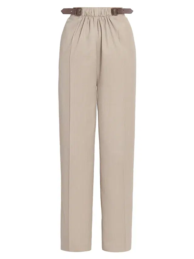 Women's Belted Trousers - Beige Melange Women's Belted Trousers - Beige Melange
