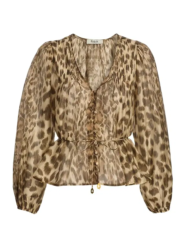 Women's Claude Leopard-Print Blouse Women's Claude Leopard-Print Blouse