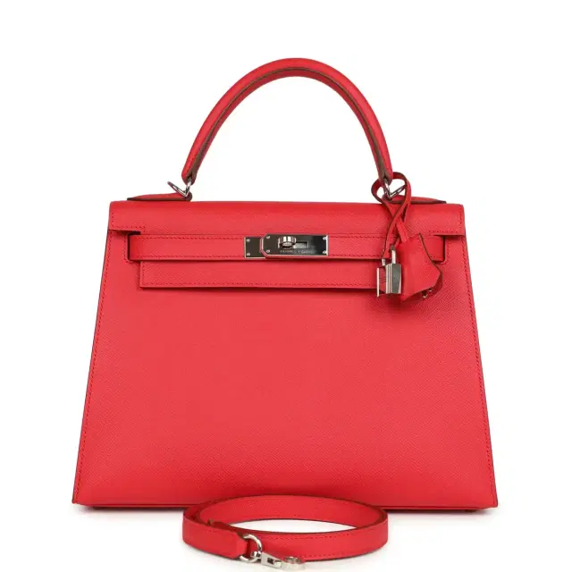 Pre-owned Hermes Kelly Sellier 28 Bougainvillea Epsom Palladium Hardware Pre-owned Hermes Kelly Sellier 28 Bougainvillea Epsom Palladium Hardware