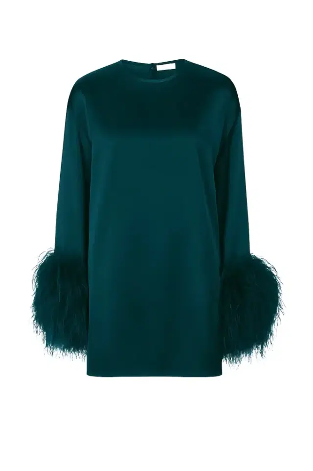 Satin Dress With Feathers Satin Dress With Feathers