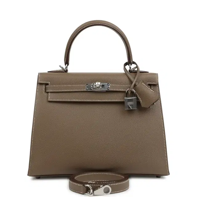 Hermes Kelly Sellier 25 Etoupe Epsom Palladium Hardware Hermes Kelly Sellier 25 Etoupe Epsom Palladium Hardware