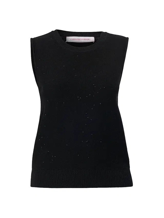 Women's Sequined Stretch-Wool Crewneck Tank Women's Sequined Stretch-Wool Crewneck Tank