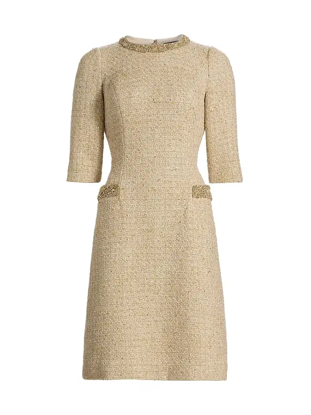 Women's Embellished Metallic Bouclé Knee-Length Dress Women's Embellished Metallic Bouclé Knee-Length Dress
