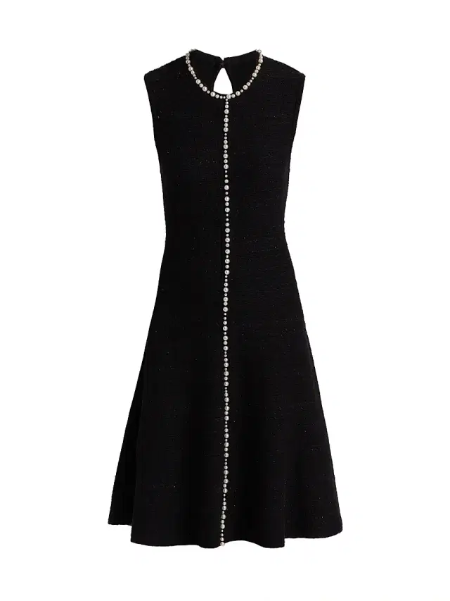 Women's Metallic Knit Pearl Appliqué Knee-Length Dress Women's Metallic Knit Pearl Appliqué Knee-Length Dress