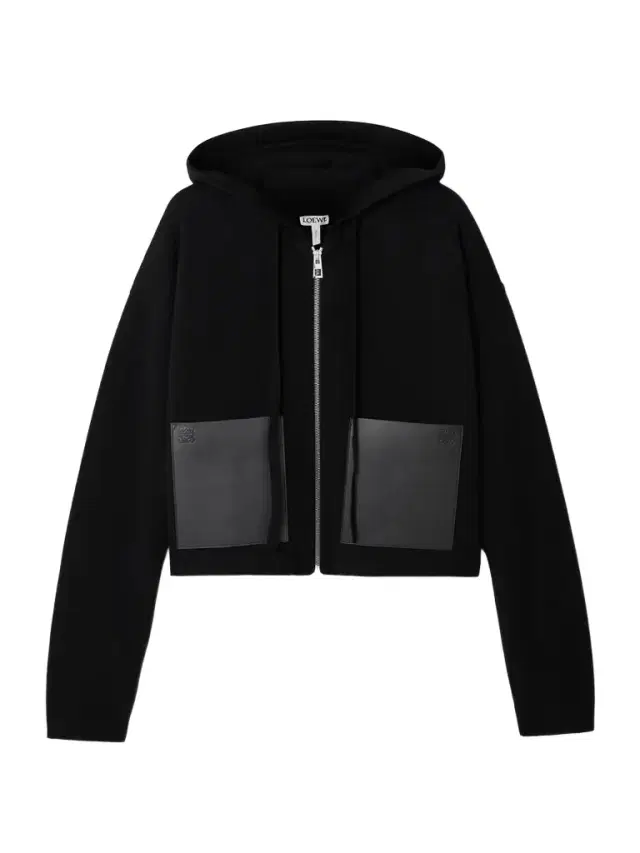 Leather-trimmed Wool-blend Hoodie Leather-trimmed Wool-blend Hoodie