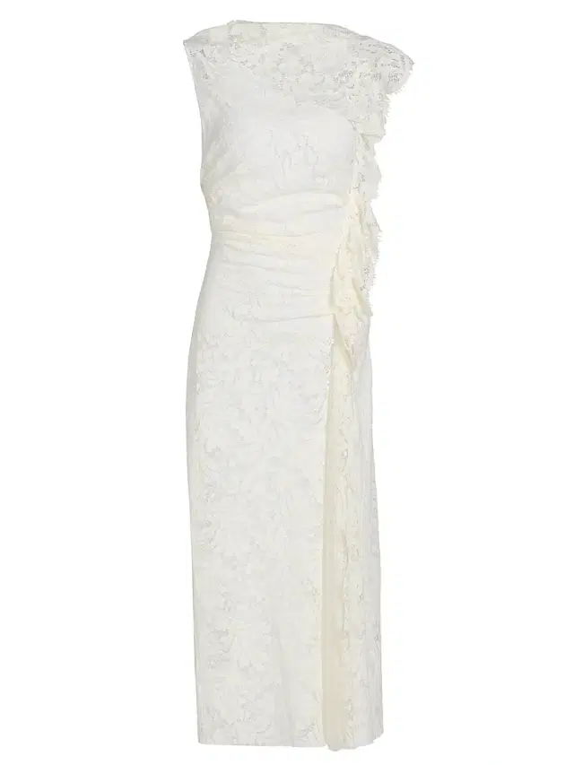 Women's Astrid Lace Ruched Midi-Dress - Ecru Women's Astrid Lace Ruched Midi-Dress - Ecru