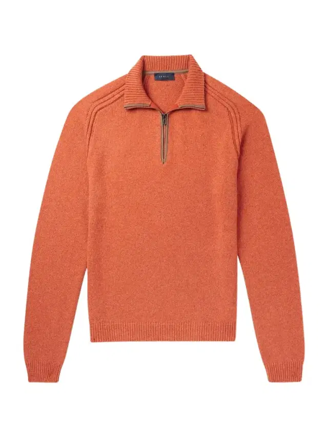 Leather-Trimmed Cashmere Half-Zip Ski Sweater - Men Leather-Trimmed Cashmere Half-Zip Ski Sweater - Men