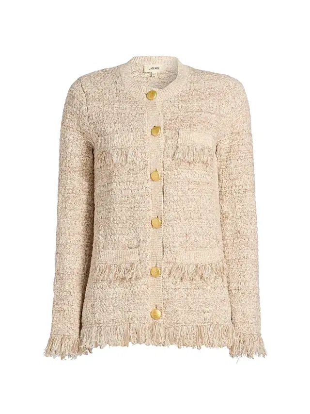 Women's Kastoria Fringe-Trim Cotton-Blend Tweed Cardigan - Natural Multi Boucle Women's Kastoria Fringe-Trim Cotton-Blend Tweed Cardigan - Natural Multi Boucle