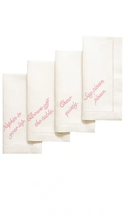 Pink Manners Dinner Napkins Set Of 4 Pink Manners Dinner Napkins Set Of 4