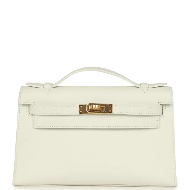 Hermes Kelly Pochette White Swift Gold Hardware Hermes Kelly Pochette White Swift Gold Hardware