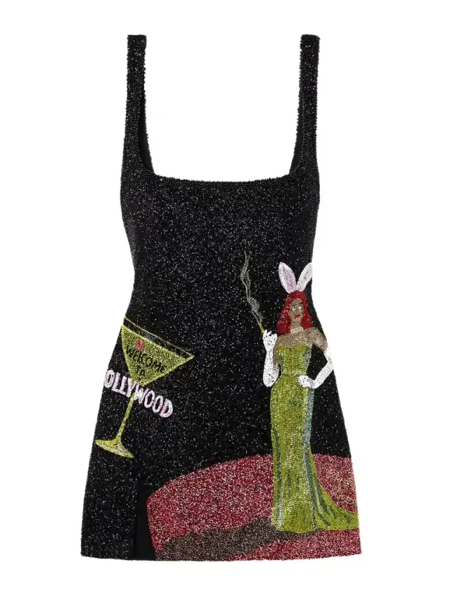Bunny Embellished Stretch-mesh Mini Dress Bunny Embellished Stretch-mesh Mini Dress