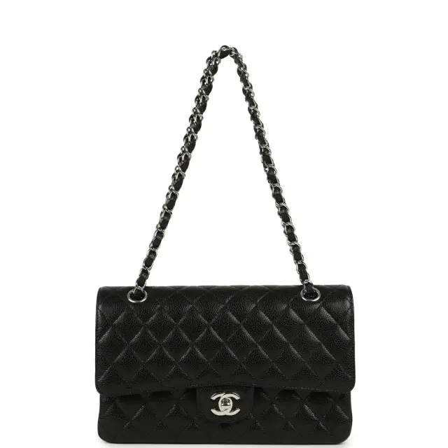 Chanel Medium Classic Double Flap Black Caviar Silver Hardware Chanel Medium Classic Double Flap Black Caviar Silver Hardware