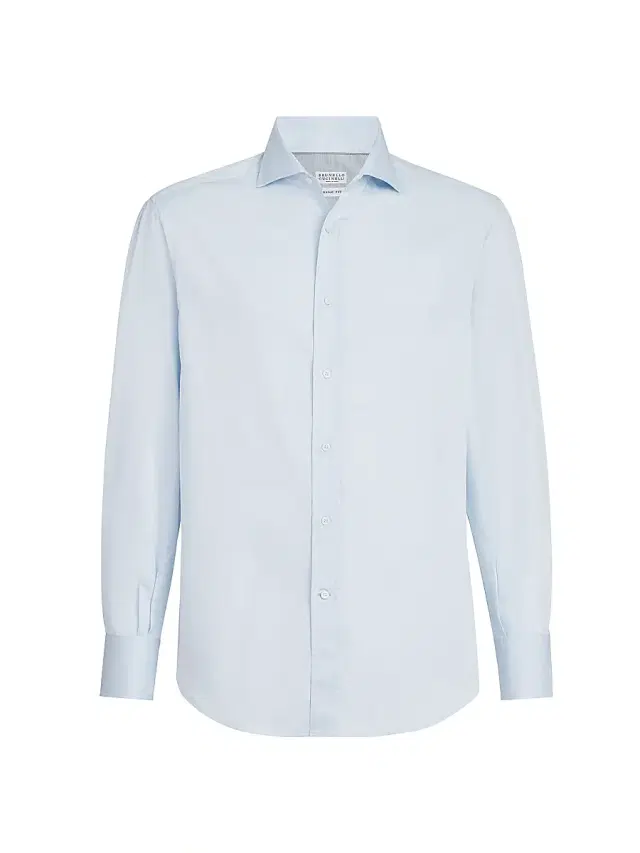 Men's Twill Basic Fit Shirt with Spread Collar - Azure Men's Twill Basic Fit Shirt with Spread Collar - Azure