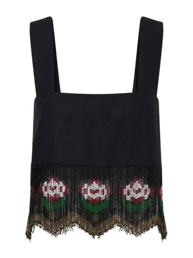 Mia Cropped Bead-embellished Fringed Silk Top Mia Cropped Bead-embellished Fringed Silk Top