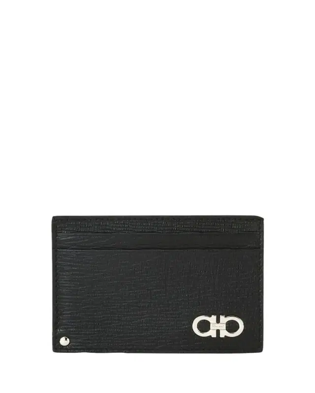 Men's Revival Gancini Leather Card Case with Flip-Out ID Window, Black/Red Men's Revival Gancini Leather Card Case with Flip-Out ID Window, Black/Red