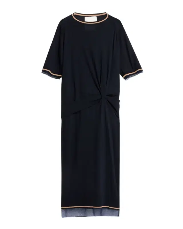 Short-Sleeve Draped Wool Organza Dress Short-Sleeve Draped Wool Organza Dress