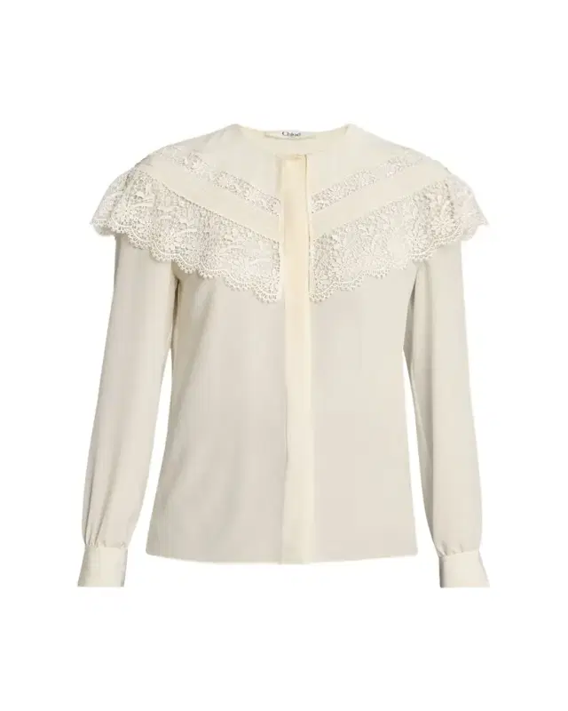 Lace Ruffle Silk Blouse Lace Ruffle Silk Blouse