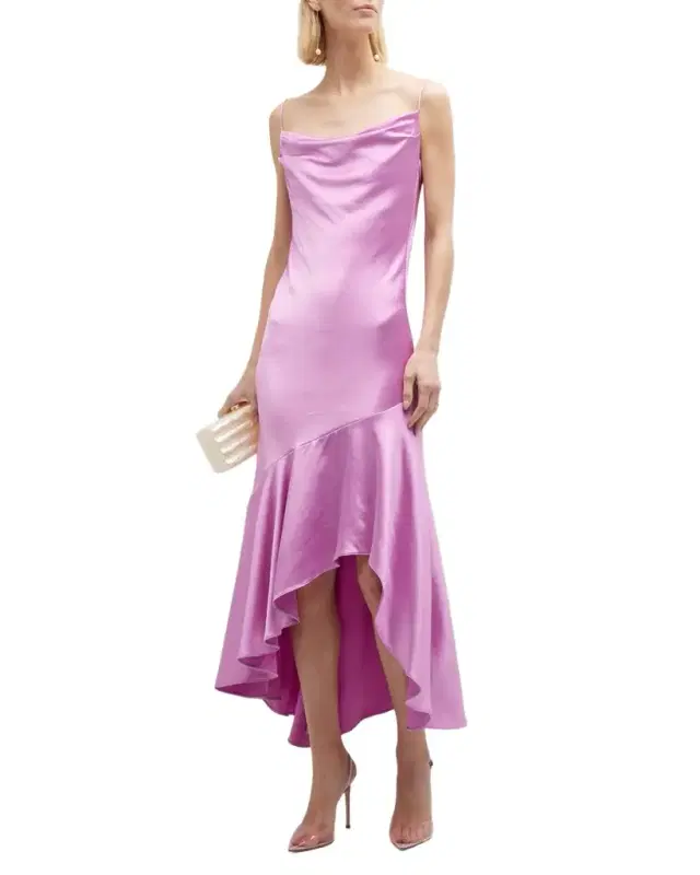 La Rosas High-Low Satin Midi Dress La Rosas High-Low Satin Midi Dress