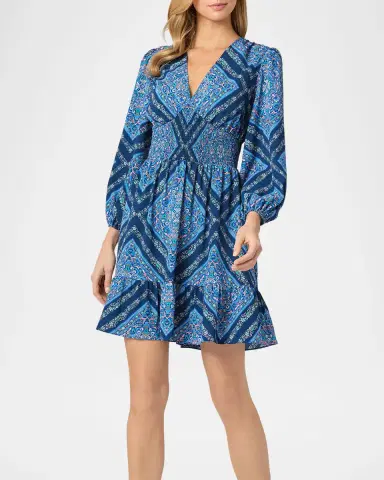 Shoshanna Imogen Smocked Floral-Print Empire Mini Dress | Thumbnail 2 Shoshanna Imogen Smocked Floral-Print Empire Mini Dress | Thumbnail 2