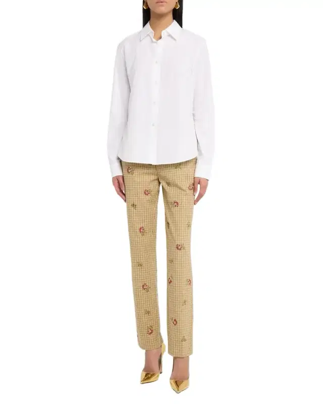 Florecita Embellished Straight-Leg Wool Chino Pants Florecita Embellished Straight-Leg Wool Chino Pants