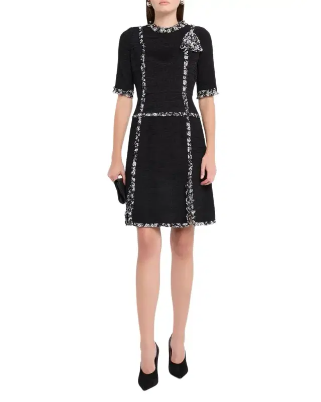 Ruffle-Trim Tweed Dress Ruffle-Trim Tweed Dress