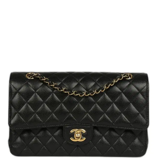 Pre-owned Chanel Medium Classic Double Flap Black Caviar Gold Hardware Pre-owned Chanel Medium Classic Double Flap Black Caviar Gold Hardware