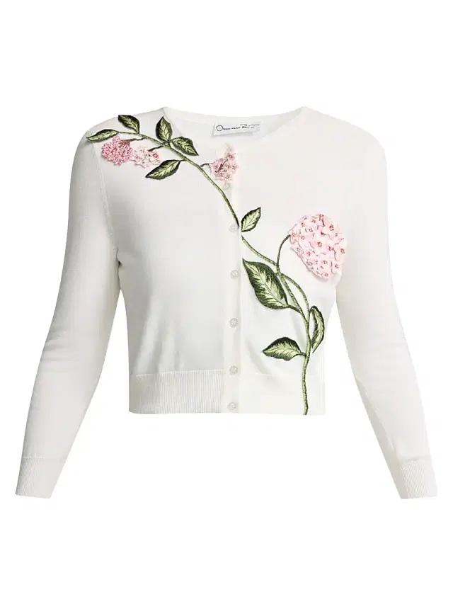 Women's Porcelain Flowers Embroidered Wool Cardigan Women's Porcelain Flowers Embroidered Wool Cardigan