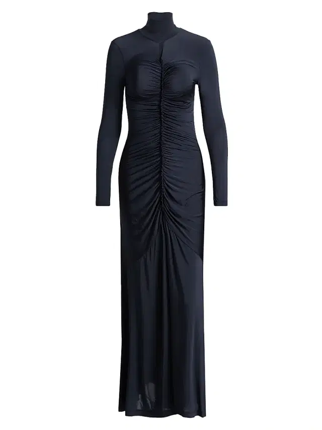 Women's Ida Turtleneck Ruched Satin Maxi Dress Women's Ida Turtleneck Ruched Satin Maxi Dress