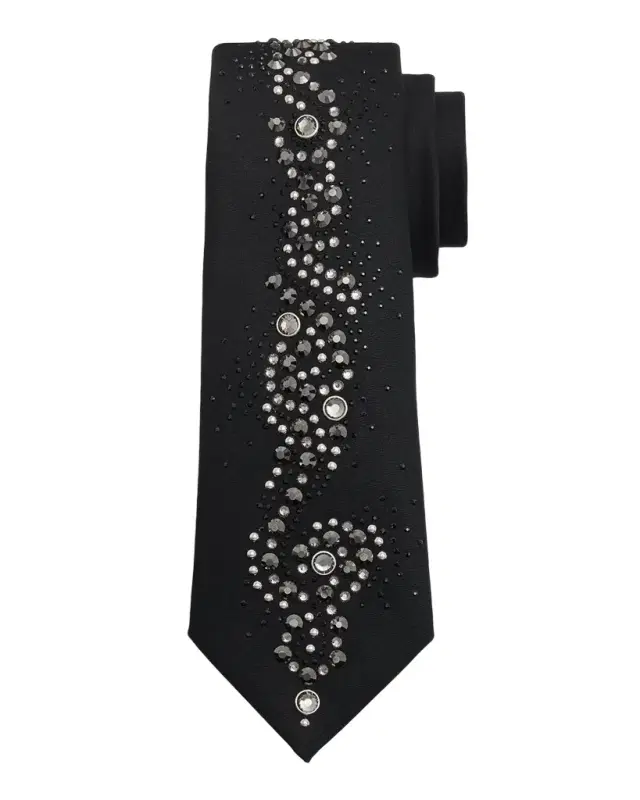 Men's Wool Blend Medusa Rhinestone-Embellished Tie Men's Wool Blend Medusa Rhinestone-Embellished Tie