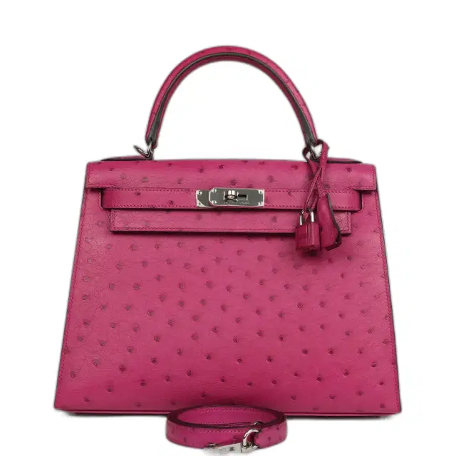 Pre-owned Hermes Kelly Sellier 28 Rose Poupre Ostrich Palladium Hardware Pre-owned Hermes Kelly Sellier 28 Rose Poupre Ostrich Palladium Hardware