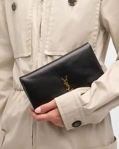 Saint Laurent Calypso YSL Pouch Clutch Bag in Lambskin Leather | Thumbnail 4 Saint Laurent Calypso YSL Pouch Clutch Bag in Lambskin Leather | Thumbnail 4