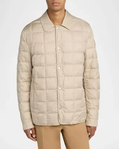 Moncler Men's Castellana Square-Quilted Down Shirt Jacket | Thumbnail 4 Moncler Men's Castellana Square-Quilted Down Shirt Jacket | Thumbnail 4