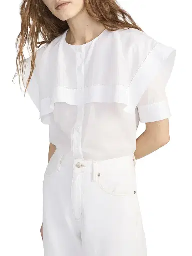 FRAME Women's The Sleek Cotton Cape Shirt - White | Thumbnail 4 FRAME Women's The Sleek Cotton Cape Shirt - White | Thumbnail 4