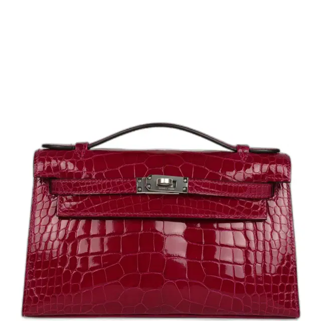 Hermes Kelly Pochette Rose Pourpre Shiny Alligator Mississippiensis Palladium Hardware Hermes Kelly Pochette Rose Pourpre Shiny Alligator Mississippiensis Palladium Hardware