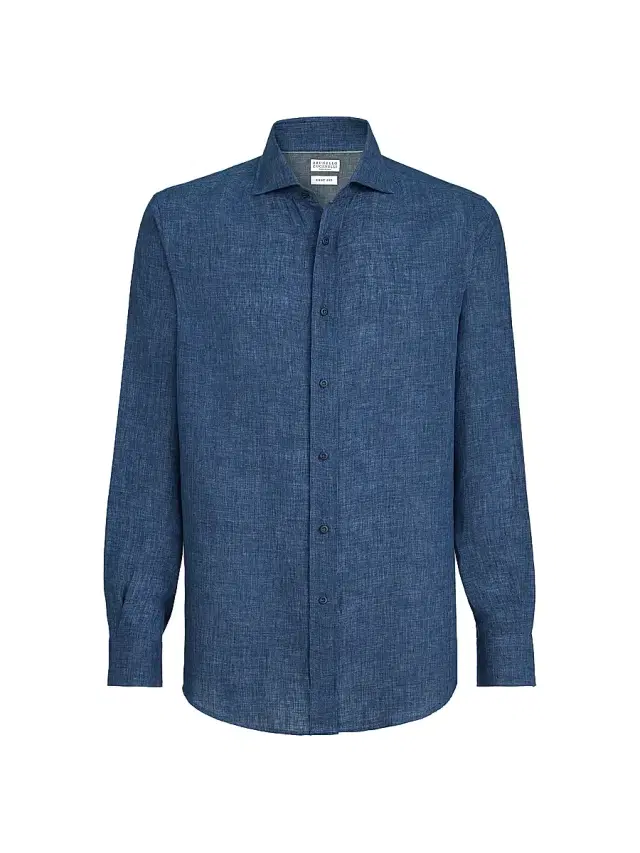 Men's Délavé Linen Easy Fit Shirt with Spread Collar Men's Délavé Linen Easy Fit Shirt with Spread Collar