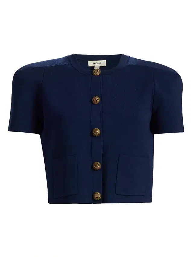 Women's Britt Statement Knit Crop Cardigan - Midnight Gold Women's Britt Statement Knit Crop Cardigan - Midnight Gold
