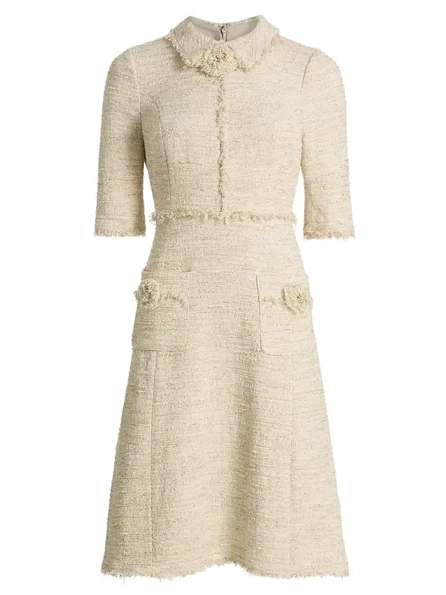 Women's Metallic Tweed Fray Knee-Length Dress Women's Metallic Tweed Fray Knee-Length Dress