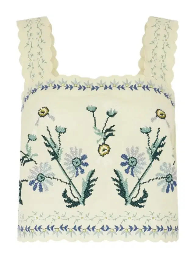 Audra Scalloped Embroidered Cotton And Linen-blend Top Audra Scalloped Embroidered Cotton And Linen-blend Top