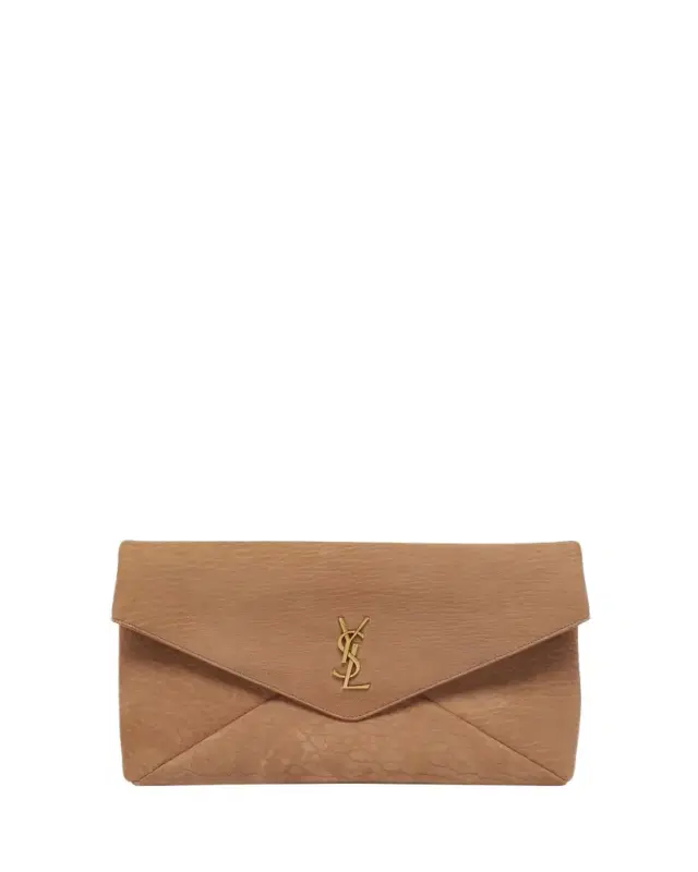 Large YSL Envelope Pouch Clutch Bag in Pebbled Leather Large YSL Envelope Pouch Clutch Bag in Pebbled Leather