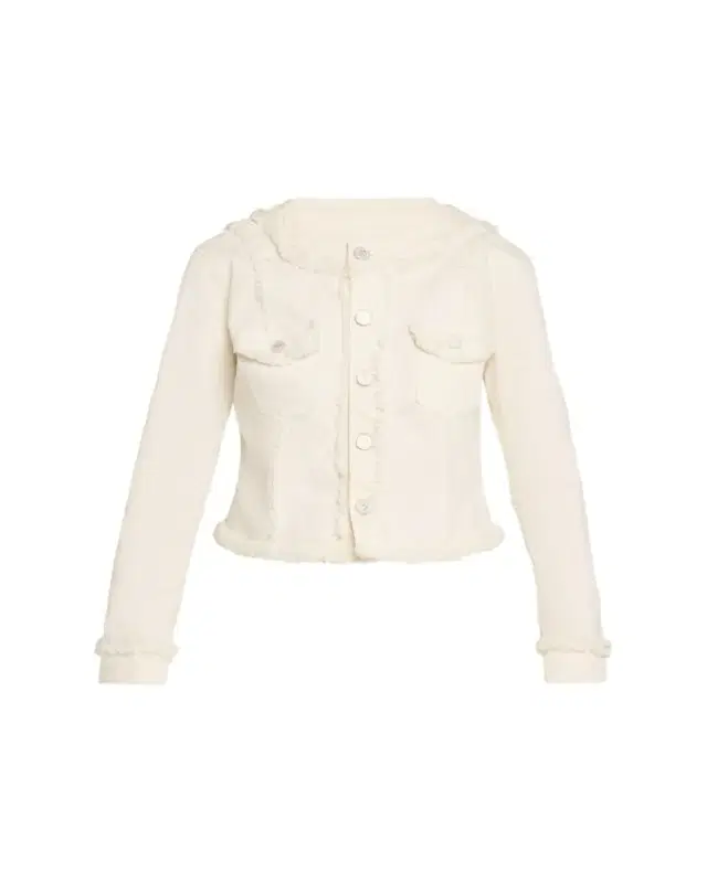 Yarin Fringe-Trim Collarless Denim Jacket Yarin Fringe-Trim Collarless Denim Jacket