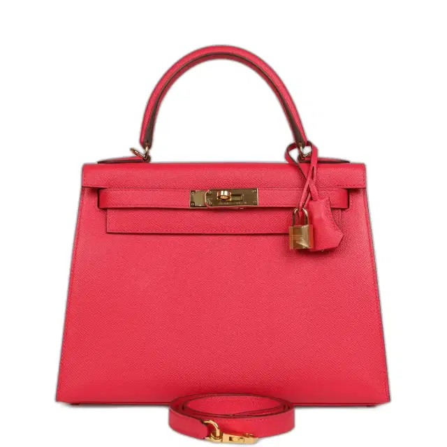 Pre-owned Hermes Kelly Sellier 28 Rose Extreme Epsom Gold Hardware Pre-owned Hermes Kelly Sellier 28 Rose Extreme Epsom Gold Hardware