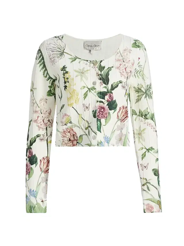 Women's Rose Floral Seamed Cardigan Women's Rose Floral Seamed Cardigan